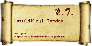 Matulányi Tardos névjegykártya